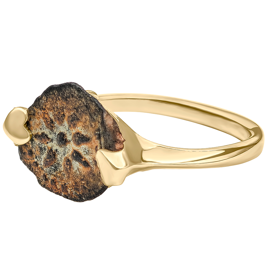 Authentic "Widow's Mite" Coin Mounted in a 14k Gold Solitaire Ring - Made in Israel