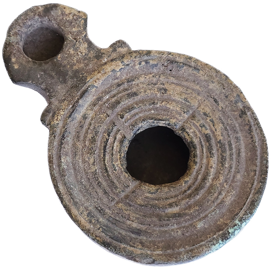 1st Century Bronze Oil Lamp - top view