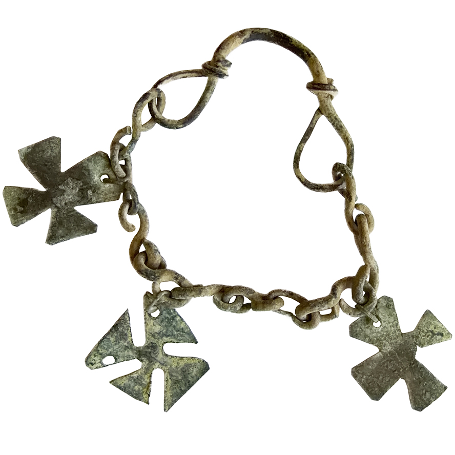 Cross Bracelet Byzantine Period - Three Bronze Crosses - 7th-8th Century A.D. - Found in Jerusalem