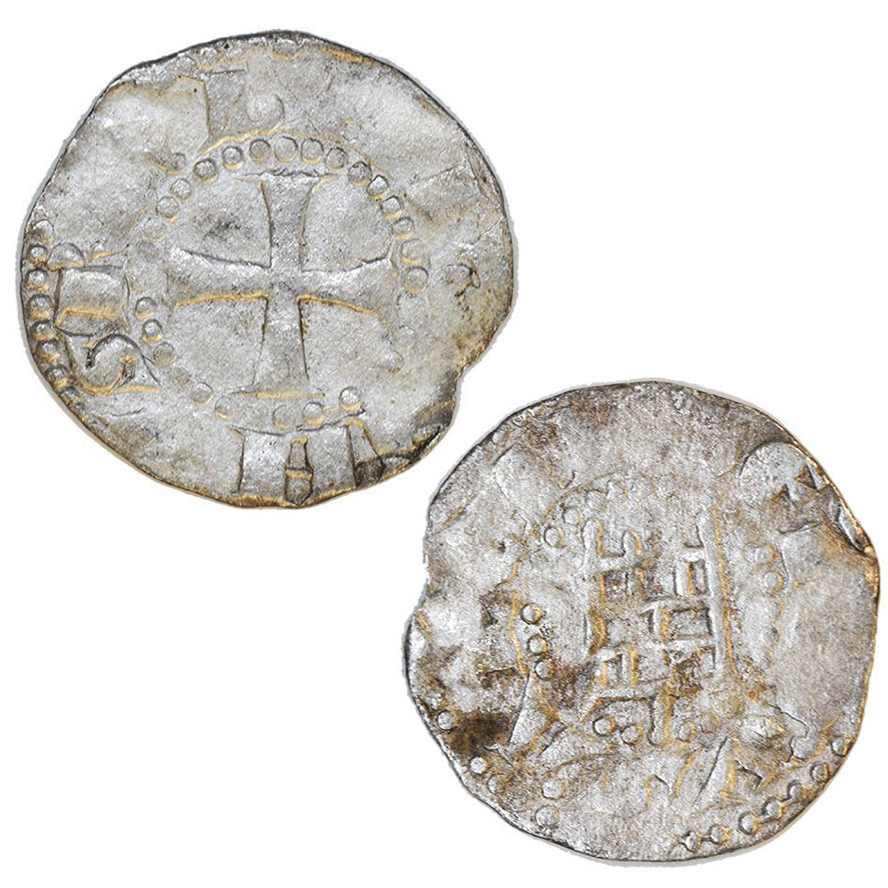 Crusader Silver Coin with a Cross - Tower of David