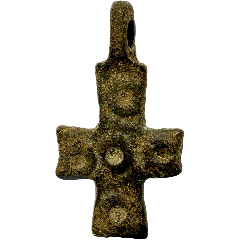 Byzantine Cross - 6th Century - Five Wounds of Christ - Early Christian Bronze Pendant