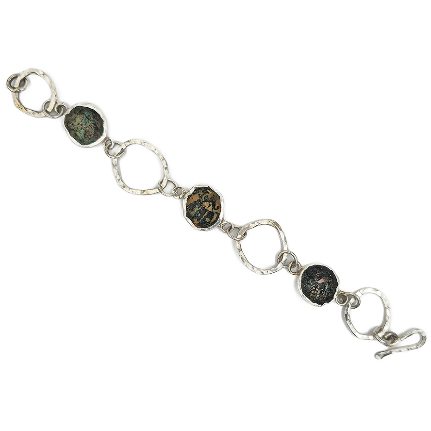 Governor Festus New Testament Coins in a Sterling Silver Bracelet - Made in Israel