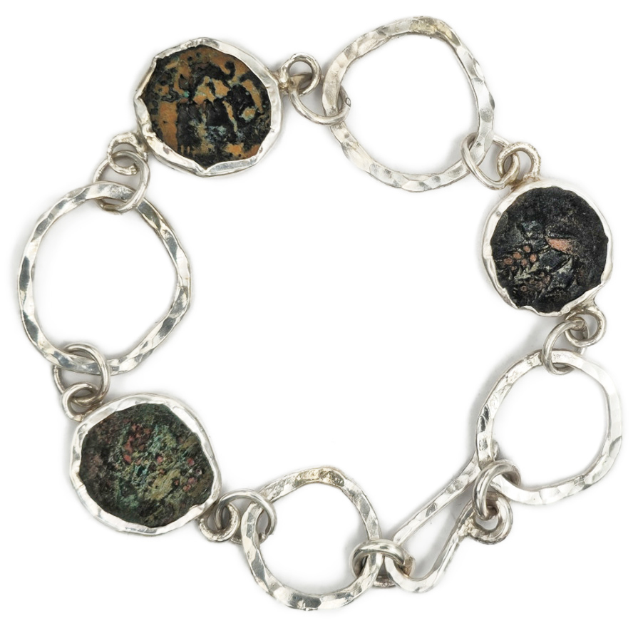 Governor Festus New Testament Coins in a Sterling Silver Bracelet - Made in Israel