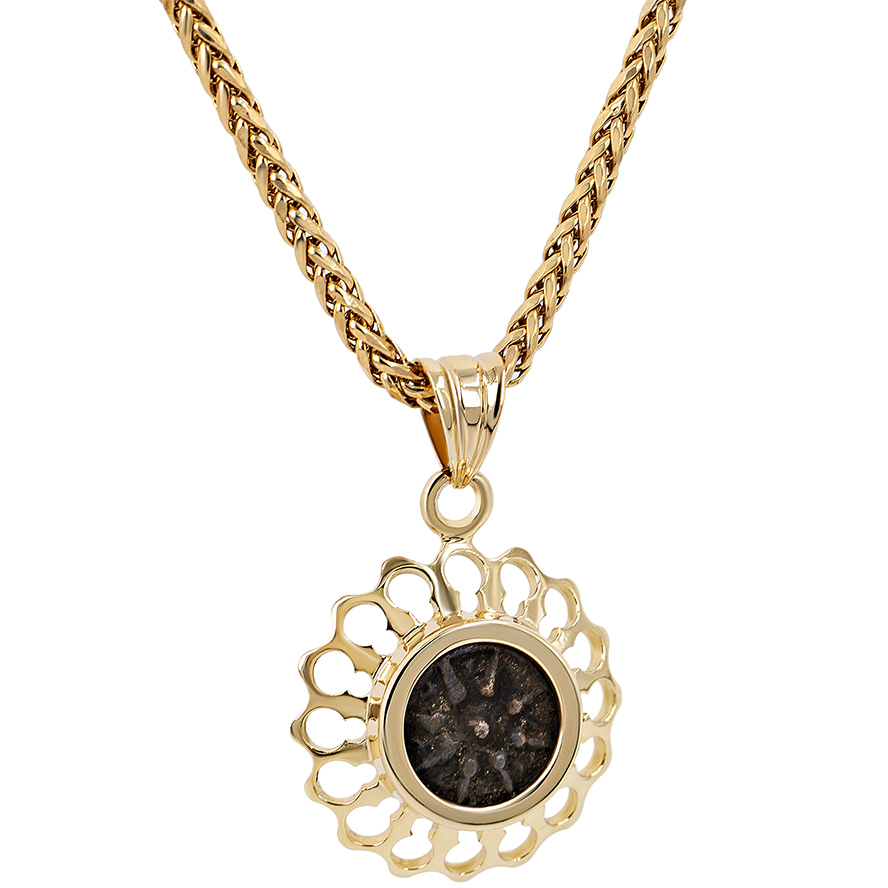 The "Widow’s Mite" Coin in a 14k Gold Flower Pendant – Certified Jesus Period Coin