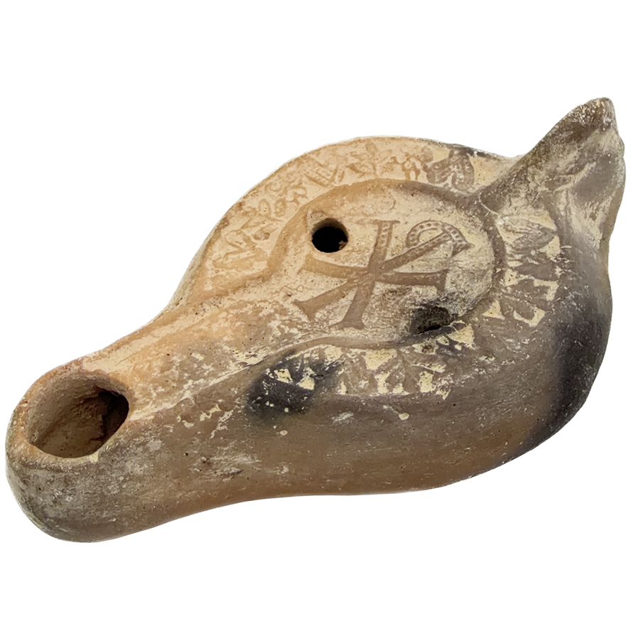 North African Christogram Oil Lamp - Early Christian - Found in Jerusalem