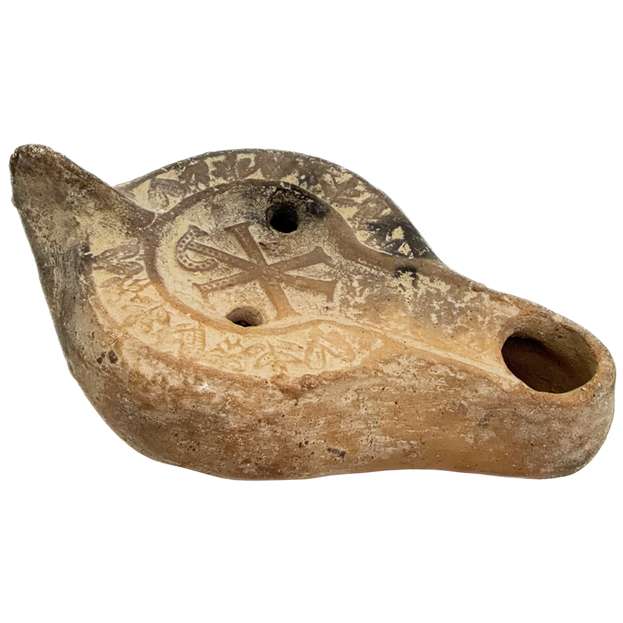 North African Christogram Oil Lamp - Early Christian - Found in Jerusalem