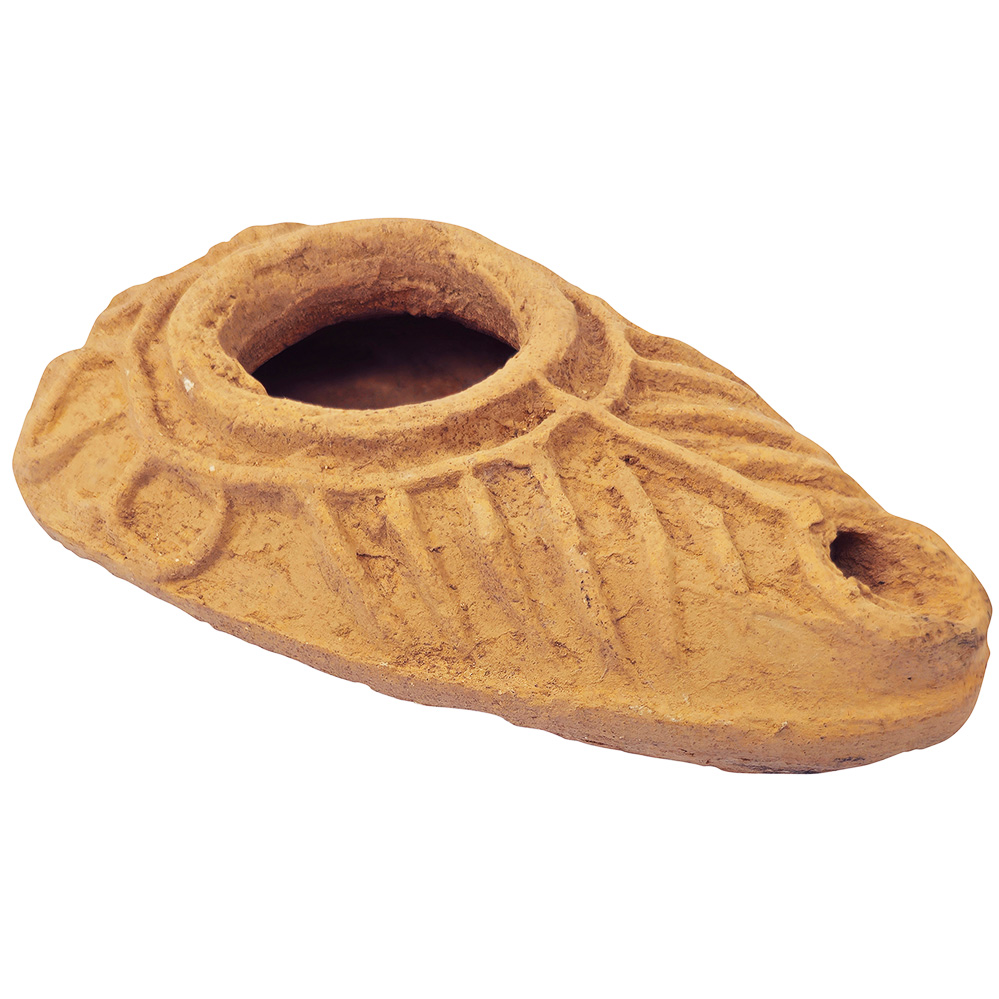 Ancient Byzantine Oil Lamp with a Cross - Discovered in Jerusalem