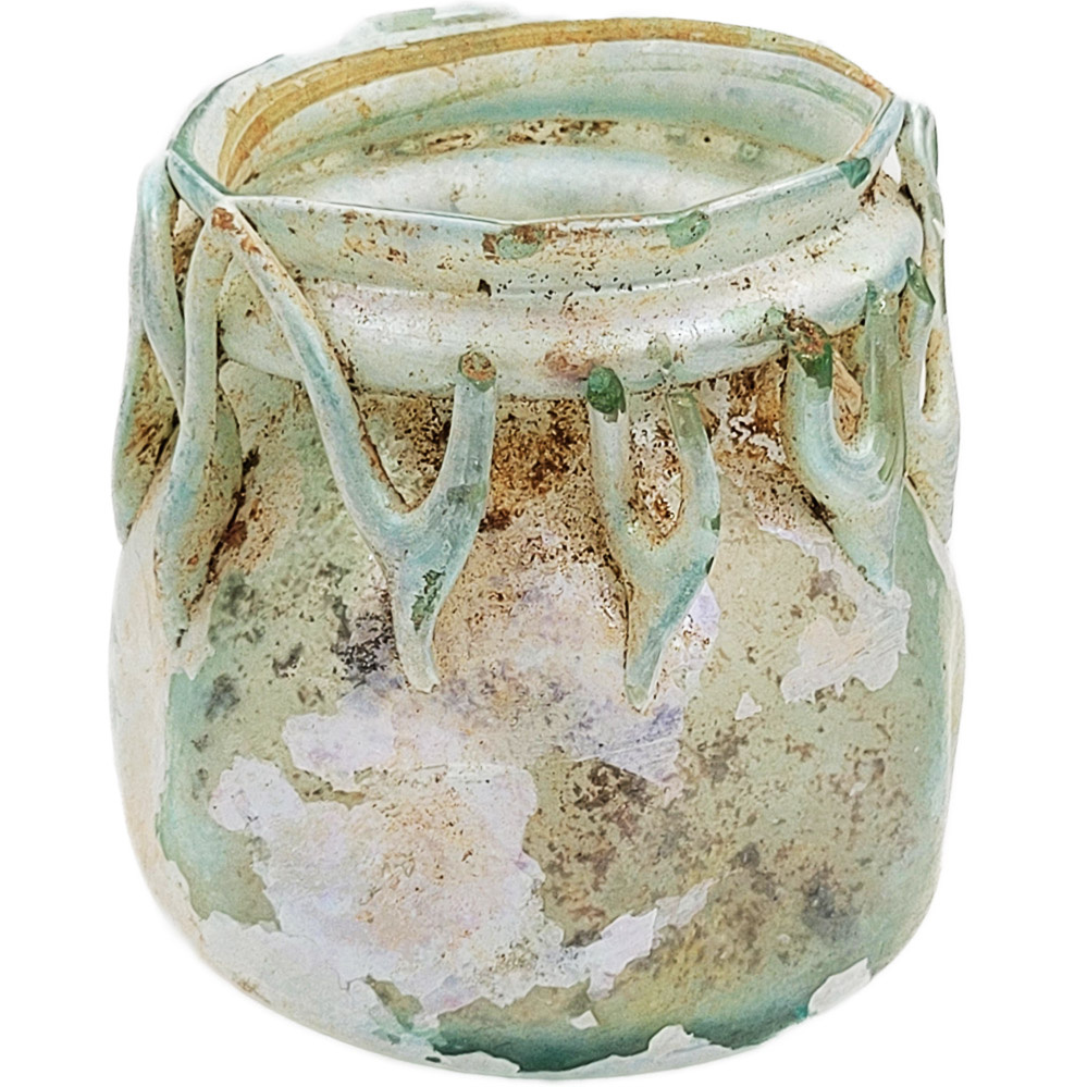 Byzantine Glass Jar with Zigzag Decoration