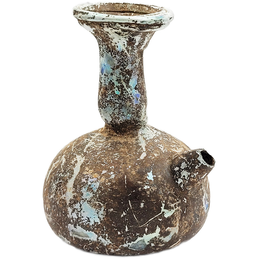 Roman Glass with a Spout - Extremely Fine Patina