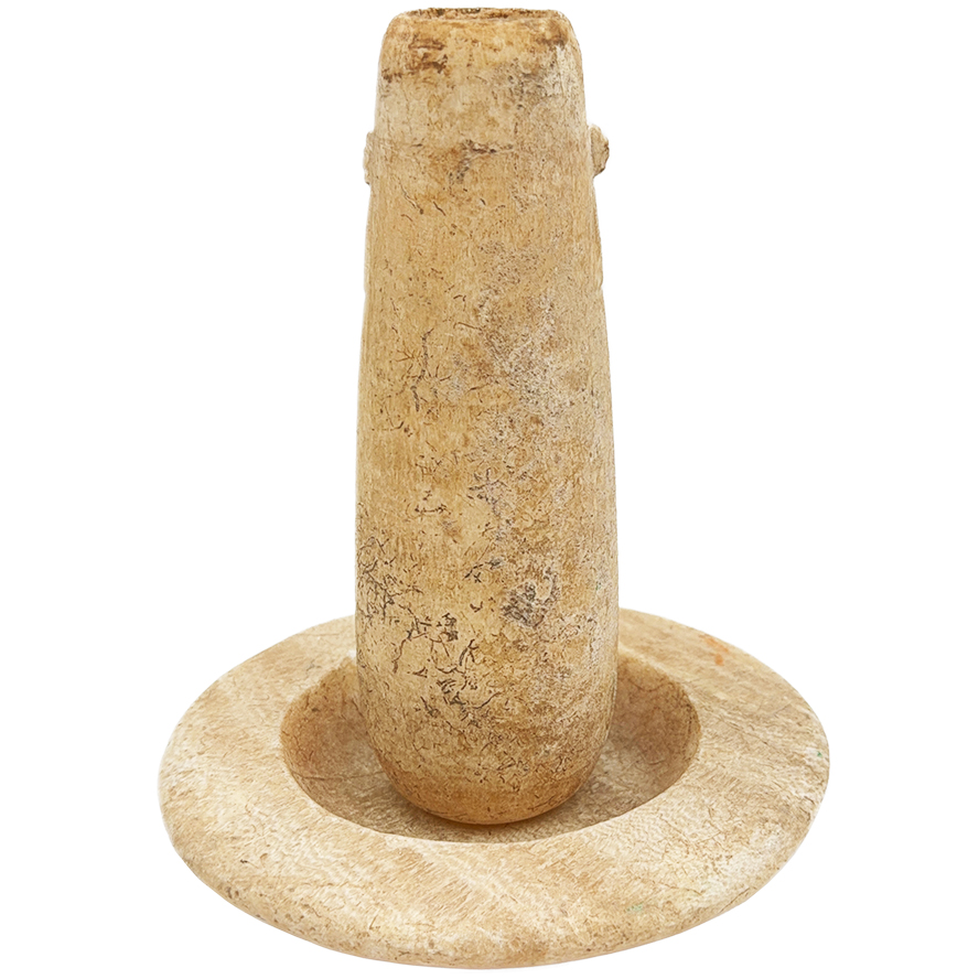 Iron Age Alabaster Set - Cosmetics Palette and Perfume Jar - Found in Southern Israel