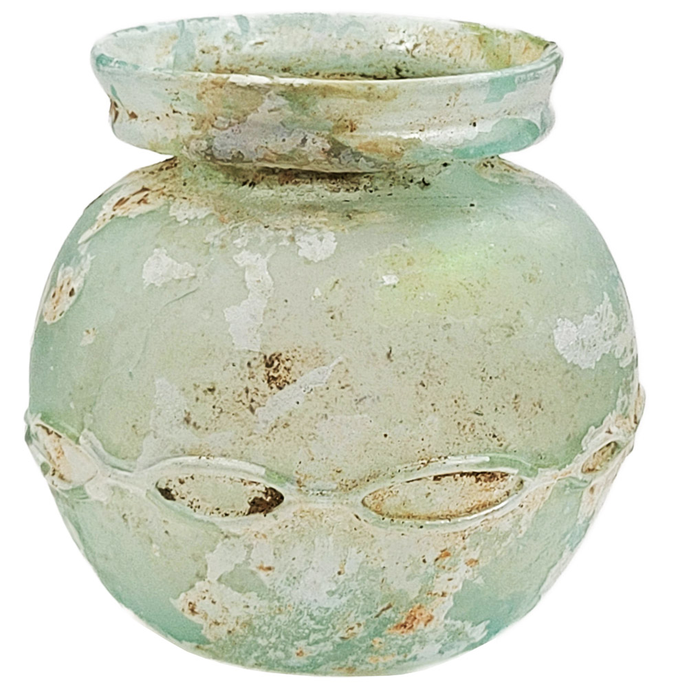 Glass Jar from the Roman Period - Chain Decoration