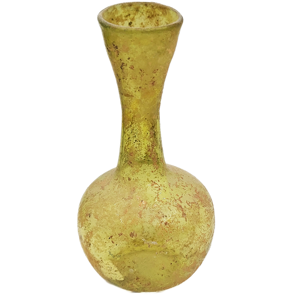Green Roman Glass Tall Flask for Mixing Wine