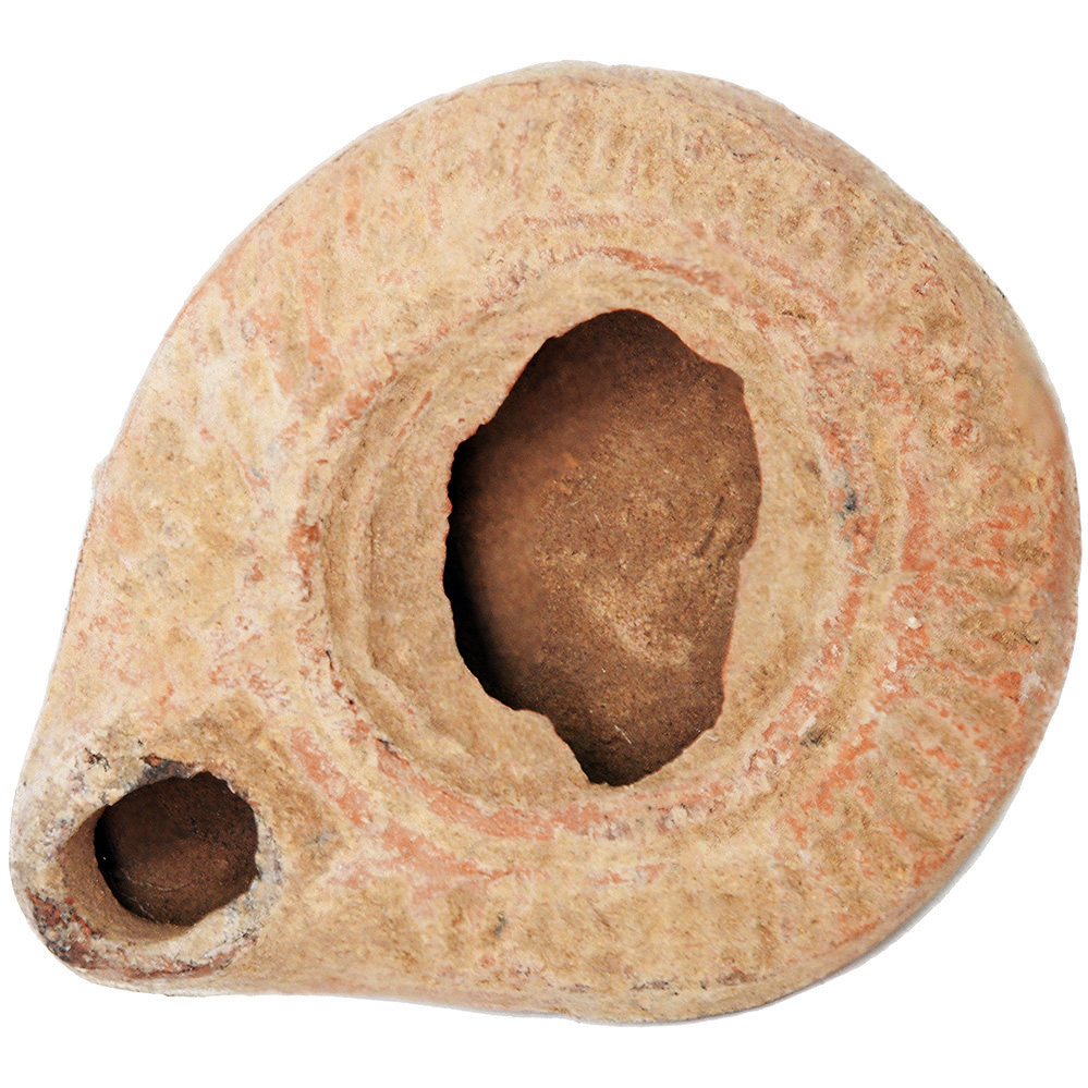 Top view: Roman Period Clay Oil Lamp
