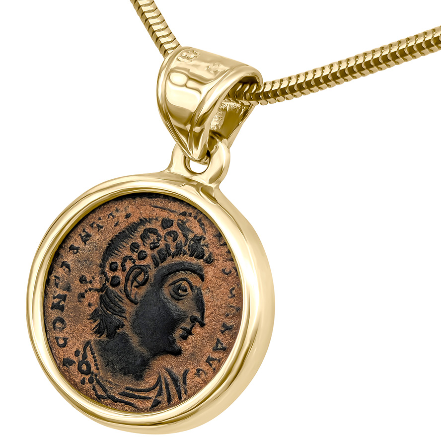 Constantine Coin - Framed in a 14k Gold Necklace - Made in Israel