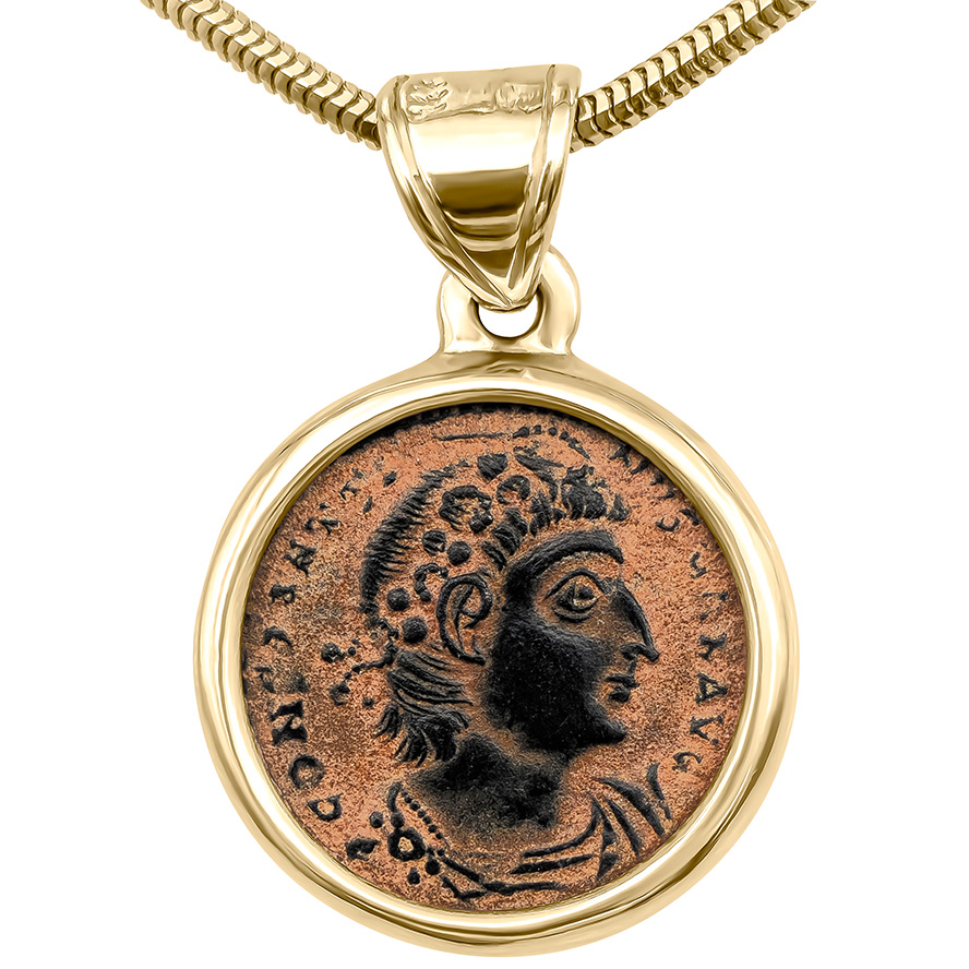 3rd Century Constantine Coin Mounted in a 14k Gold Pendant - Made in Israel