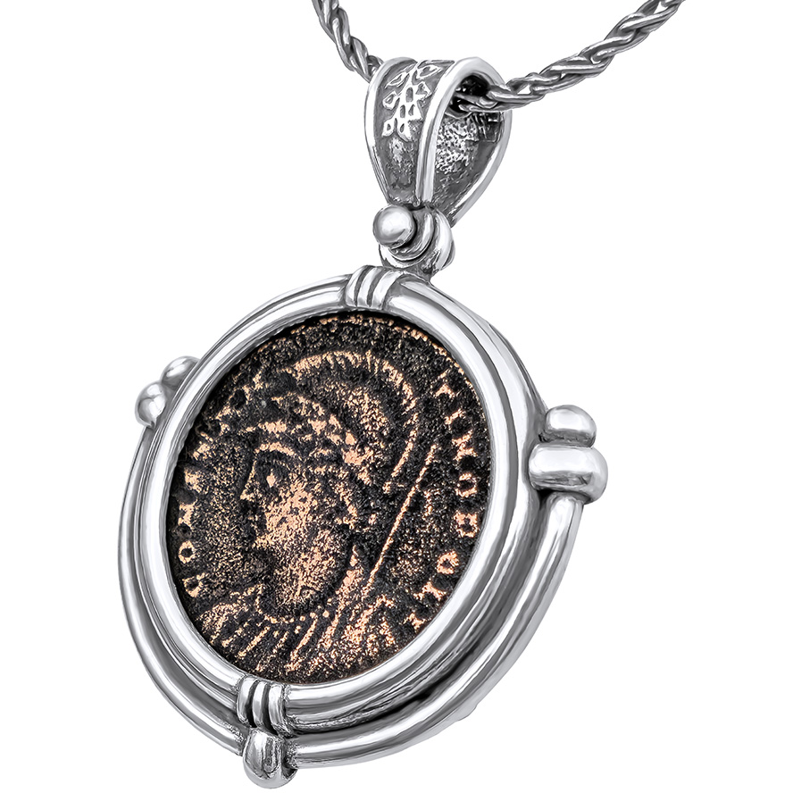Emperor Constantine Coin - Sterling Silver Anchor Pendant