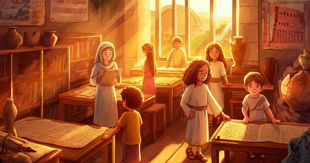 Children in Sunday School Biblical Setting