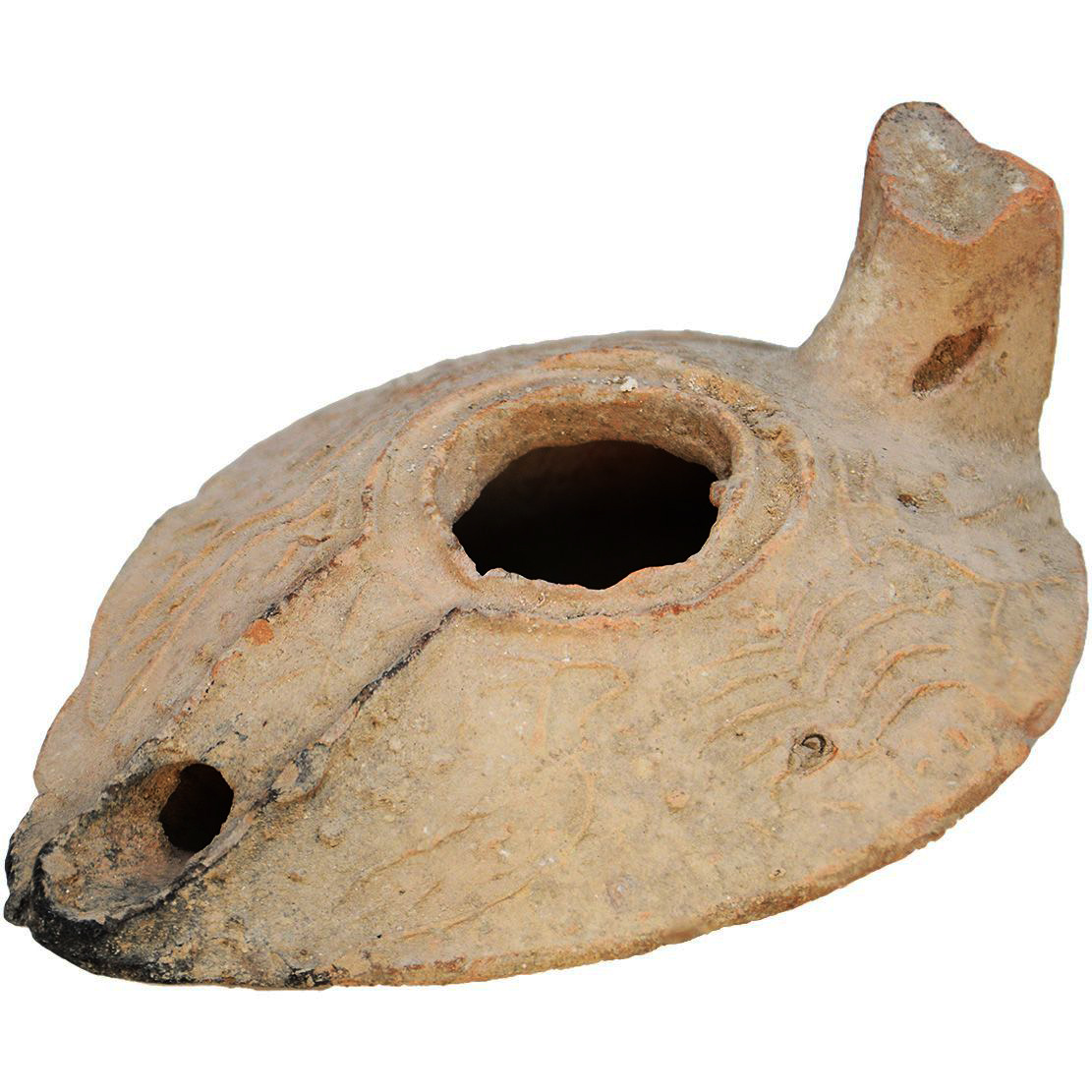 Abbasid Oil Lamp - Ancient Islamic Pottery - 8th century A.D.